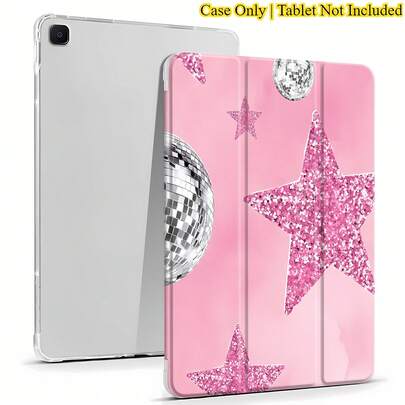 Pink Stars And Disco Balls On Pink Background. This Stylish IPad Case Is Compatible With IPad And Samsungw Tab. Made Of TPU Silicone, It Offers Shock And Drop Protection And A Superior Feel. It's An Ideal Gift For Family, Friends, And Loved Ones, And A Perfect Choice
