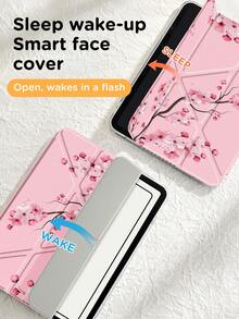 樱花图案平板电脑保护套，兼容 iPad Air 8 (M4) 2026 (11 英寸)、Air 8 (M4) 2026 (13 英寸)、Air 11 英寸 M3 2025/M2 2024、Air 第五代 2022、(A16) 11 英寸第十一代 2025、Galaxy Tab、Kindle Paperwhite 第十二代 2024。透明背板搭配时尚图案，支持自动休眠/唤醒功能，内置气垫保护，适合作为礼物或办公用品。 - 粉色 - 查看 8