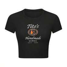 Tito's Handmade Vodka Women's Black Crop Top T-Shirt - Official Merchandise - Black - View 6