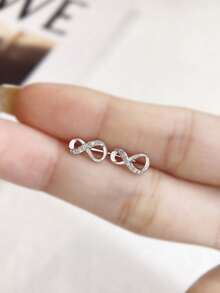 1 Pair Of Irregular Infinity Heart Stud Earrings Mossan Diamond Women's Engagement & Wedding Earrings S925 Sterling Silver Earrings Elegant And Glamorous Earrings Bridal Wedding Jewelry - Infinite Moissanite Earrings - View 3