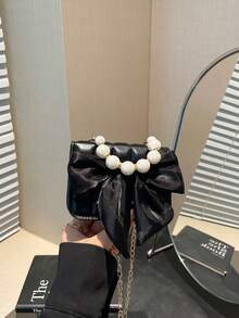 A Mini, Girly, Embossed Plaid PU Flap Bag With Pearl Detailing, Perfect For Everyday Use. - Multicolor - View 8