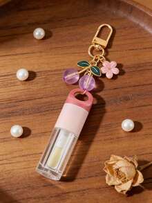 1pc Lip Glaze Bottling Bottle With Cherry Blossoms And Cherry Accessories, 1/2pcs Cherry Pendant Flower Refill Bottle, Key Chain Bottom Perfume Dispensing Tool, Ccd, Bag Pendant Mini Travel Portable Dispensing Bottle, Birthday Gift For Family And Friends, Holiday Gift,The Best Gift For Girls - Multicolor - View 4