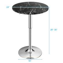 COSTWAY Modern Bar Table Set Of 2, Round Pub Table With Marble Patterns Tabletop, Height Adjustable & 360° Swivel Counter Table, Dining Table For Home, Restaurant & Cafe, White/Black - Black - View 5