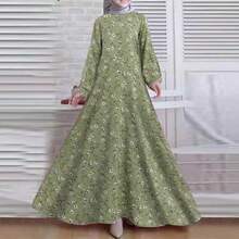 Long Sleeve Floral Maxi Dress With Flowing Hem For Travel And Weekend Styling - màu xanh lá - Xem 2