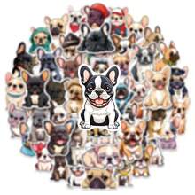 50张卡通法国斗牛犬涂鸦系列贴纸，适用于剪贴簿、日记、笔记本电脑、水瓶、汽车和其他信仰主题设计，带有积极信息的礼物 - 彩色 - 查看 5