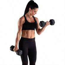 - Mancuerna hexagonal de goma   15 libras - Negro - Ver 3