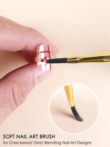 3pcs/2pcs/1pc Plaid Nail Art Brush, Acrylic & Nylon Bristles, Suitable For Checkered/Grid/Mixed Nail Art Design, DIY Nail Art Supplies, Nail Salon Home Tools - Light Grey - View 2