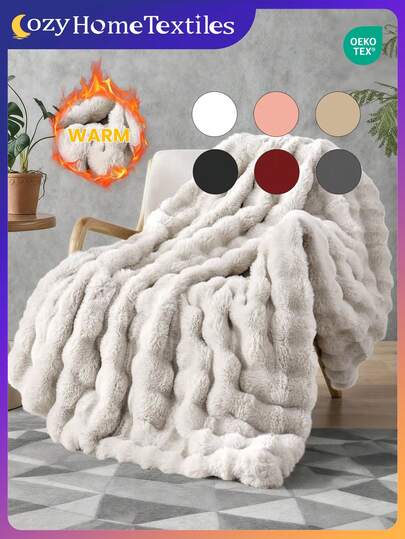 1枚 フェイクファー ブランケット、ソフトで暖かい、贅沢なスタイル、多目的、手入れ簡単、軽量で多用途、様々な色とサイズ展開、ふわふわの長毛ブランケット、ソフトで快適、リビング、寝室、ソファ、ホームデコレーション、ドーム寝具、冬に必需品、洗濯機洗い可能、オーコテックス認証