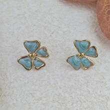 Colorful Enamel Triangle Stud Asymmetrical Statement Earrings For Women Bold Geometric Charm Jewelry Gifts, Unique Baroque Summer Bow Earring Stud Stainless Steel Jewelry Set For Women Summer Beach Vacation Bikini Accessories Attractive Clothes, Wedding Dresses Accessories - Versatile Jewellery P Erfect For Wearing While Swimming, Bathing, Exercising ,Great For Valentines Day, Birthday, Mother Day, And Vacation Surprises. - Gold - View 16