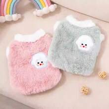 1pc Pet Dog Hoodie, Autumn/Winter Fleece Warm Sleeveless Sweatshirt, Cute Soft Comfortable Cat Vest Suitable For Small Dogs And Cats - Pink - View 9