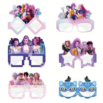 6pcs 2025 New Square Glasses K-Pop Girl DDemon HHunters Glasses, Adult Birthday Party Decorations, Cartoon Anime Hunter Baby Shower Supplies, Anime Character Gifts, Fans & Friends Holiday Gifts, New Year Gifts, Random Styles [Actual Product May Differ From The Picture, But It Will Not Affect The Appearance.]