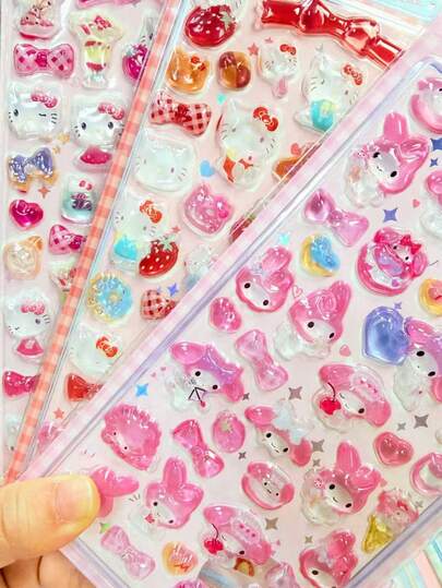 3D Crystal Stickers, 3D Embossed Stickers, Cartoon Phone Case DIY Decorative Stickers, Notebook Decorative Stickers, Gift Decorative Stickers, Phone Case Decorative Stickers, Children Stickers, Cute Multi-Purpose Stickers (Some Styles May Have Color Differences And Be Randomly Shipped)