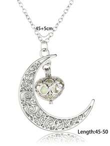 1件月亮和心形夜光吊坠项链，需要充电才能发光（不充电不会发光），适合情人节、万圣节、亡灵节等节日佩戴。 - 銀色 - 查看 7