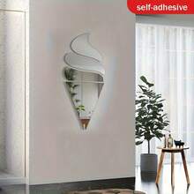 2D亚克力冰淇淋镜面墙饰，4件套 - 适用于客厅、卧室、工作室、露台墙面，节日装饰和节日礼物，送给家人和朋友的绝佳选择，2D平面，万圣节 - 銀色 - 查看 7