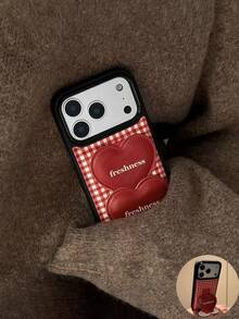 1个INS风格子爱心手机壳支架，兼容 15 Pro、15 Pro Max、16 Pro、16 Pro Max、17 Pro、17 Pro Max - 彩色 - 查看 1