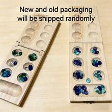 Wooden Mancala Board Game Set,Larger Size Mancale Instructions, Portable Travel Board Game For  Adults.The Color Of The Beads Is Random. - Khaki - View 5
