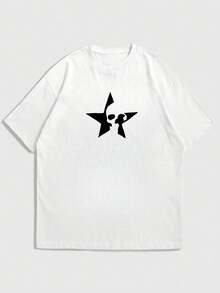 GRDR Camiseta de manga corta de cuello redondo con estampado minimalista de estilo casual urbano para hombre, verano - Blanco - Ver 2