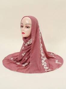 1 chiếc khăn choàng/khăn quàng cổ nữ thời trang xuân/thu thêu hoa, thích hợp mặc hàng ngày. - da đỏ - Xem 5