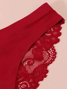 3 piezas Bragas de encaje sexy para mujer, ropa interior de seda - Multicolor - Ver 7