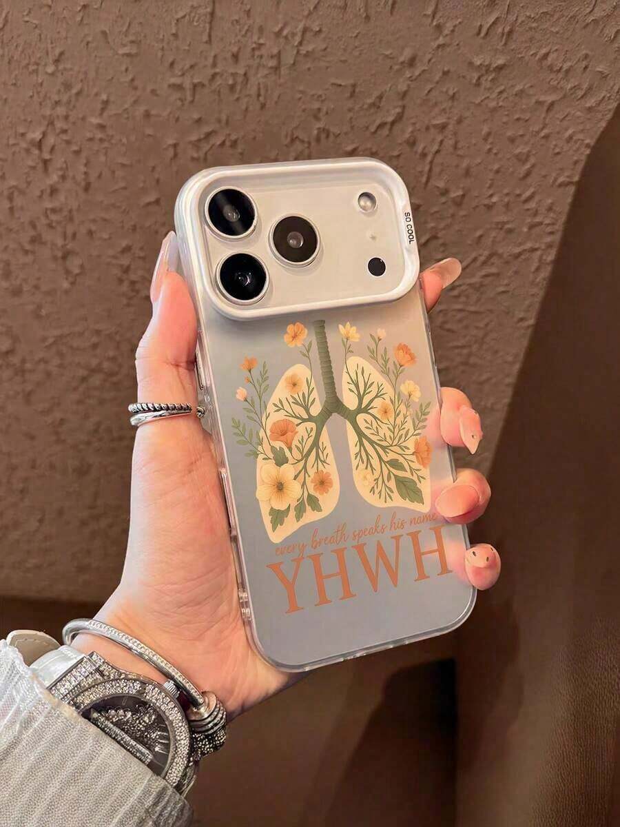 Funda de Teléfono de TPU a Prueba de Golpes de Cobertura Completa - Forma de Pulmón con Flores Amarillas Naranjas y Hojas Verdes, Diseño 'cada Respiración Habla Su Nombre' para Amantes de la Naturaleza, Compatible con iPhone 17/16/15/14/13/12/11/Plus/Pro/Promax/Air, Galaxy S25/S24/S23/S22/S21/FE/Plus/Ultra, Interesante Rompecabezas Impermeable a Prueba de Golpes Resistente a Rasguños, Funda de Teléfono Estilo Navideño, Regalo de Navidad Perfecto - Plateado - Ver 1