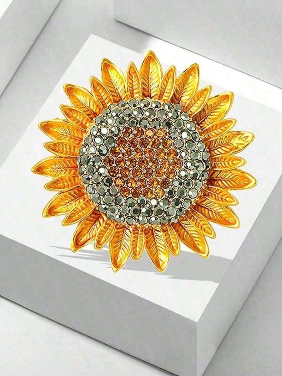 One Full Crystal Sunflower Brooch Valentines,Mom,Mother,Mother's Day,Gift FAKE 9UA9 - 金子 - 查看 1