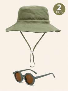 一套婴儿防晒帽和时尚眼镜，透气速干沙滩及日常遮阳帽 - 漁夫帽+眼鏡 - 查看 14