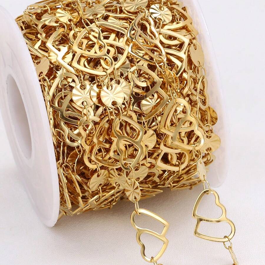 1米时尚不锈钢空心链，压花圆盘链，适合DIY项链、手链、珠宝制作