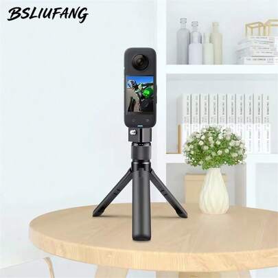 Trípode de escritorio giratorio BSLIUFANG, compatible con cámaras Insta360 X5 X4 X3//GoPro 13, con rosca de 1/4" para transmisión en vivo, vlogging, reuniones familiares, filmación de fiestas de Navidad