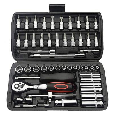 53 piezas Juego de herramientas de reparación con llave de trinquete y juego de dados con estuche de almacenamiento