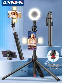 AXNEN 70-Inch Automatic Tripod, Automatic Folding Phone Tripod With Detachable Rotatable Phone Holder And Wireless Remote, Selfie Stick Tripod, 360° Vertical And Horizontal Rotation, Compatible With IPhone/Android Phones (Black) - Multicolor - View 3