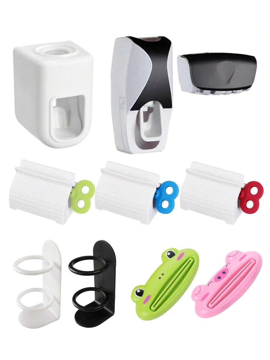 Slouchy Toothpaste Squeezer, Plastic Manual Toothpaste Dispenser, Creative Minimalist Toothpaste/Facial Cleanser Dispenser, Wall-Mounted Automatic Toothpaste Squeezer, Slouchy Gadget For Bathroom, Wall-Mounted Toothpaste Squeezer, Toothpaste Clip, Lotion Dispenser, Hands-Free Toothpaste Dispenser, Electric Toothbrush Holder Stand, Squeezer, Seamless Adhesive - Multicolor - View 1