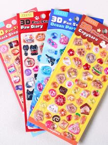 3D Embossed Crystal Stickers, Acrylic Resin Embossed Stickers, DIY Phone Case Decorations, Animal And Food Themed 3D Self-Adhesive Papers, PVC And Acrylic Reward Decorative Stickers, Suitable For Making Phone Cases Or Adding Cute Decorations To Water Bottles, Toys, Boxes, Electronics And Other Items. - Multicolor - View 2