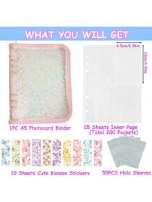 A5 Full Zip Budget Planner Wallet, PVC Transparent Loose-Leaf Cover, 3" Photo/Card Holder Album - A5 - View 5