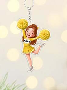 Personalized Acrylic Cheerleader Keychain, Customizable With Name, Year, Outfit Color, Cute Cartoon Cheerleader Design, School Spirit Memorial Gift, Keychain, Wallet, Backpack Pendant Decoration, Cheer Team Gift, Friend Gift, School Spirit Gift, Graduation Gift - Multicolor - View 10