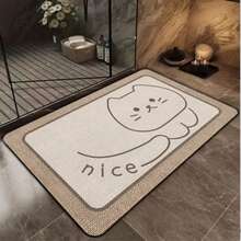 Tapete de Banheiro Antiderrapante e de Secagem Rápida com Estampa Fofa de Gato, Lavável, Tapete Decorativo para Piso de Banheiro, Adequado para Sala de Estar, Quarto, Cozinha, Piso de Banheiro, Tapete de Chuveiro Lavável - Estilo A - Visão 1