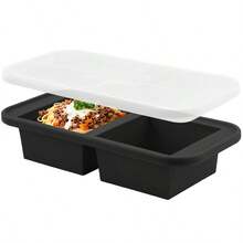 Silicone Freezer Mold With Lid, Food Storage Container Box, Extra Large Silicone Ice Cube Tray, Food Preservation Box - Black - View 4