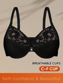 Plus Size Women Bra, Daily Wear Supportive, Cleavage Enhancing, Breathable, Comfortable, Soft - Black - View 2