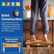 AZEN Toilet Stool Squat Adult, Wood Poop Stool For Bathroom Adults, 7 Inch Height - Mustard Yellow - View 5