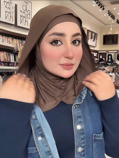 1pc Women's Solid Color Balaclava Ski Mask Neck Warmer Elastic Headband Turban, Breathable Comfortable Stretchy Wide-Brim Sweat-Absorbent Non-Slip Multifunctional Sports Headwear, Minimalist Fashion Scarf, Hood And Matching Headband In One