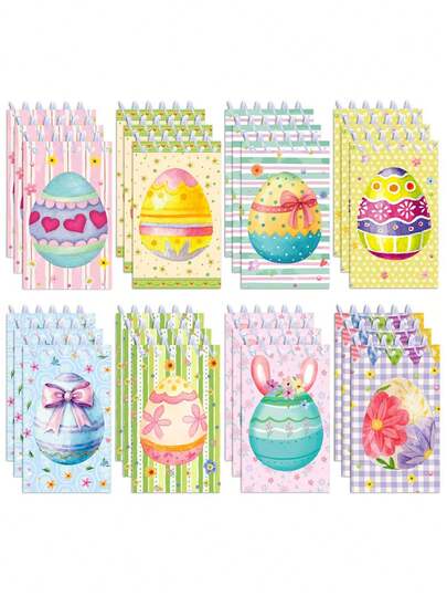 16Pack Easter Day Theme Mini Spiral Notebook Coloring Eggs Patterns Mini Notepad DIY Art Memopad For Easter Day Birthday Party Gifts School Classroom Rewards Supplies Birthday Gifts, Easter Basket Fillers