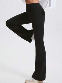 Leggings acampanados para mujer con bolsillos, suaves, de cintura alta, con control de abdomen y corte acampanado, para entrenamiento de yoga (paquete de 3) - 3 piezas, 3 colores (negro + gris oscuro + gris) - Ver 4
