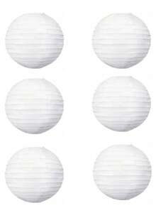 10 piezas de linternas de papel de estilo chino y japonés de tamaños mixtos en color blanco, adecuadas para bodas, cumpleaños, fiestas de Halloween, manualidades, Navidad, bodas, decoración del hogar, decoración de fiestas. Pueden tener manchas. (6 piezas) - Blanco - Ver 12