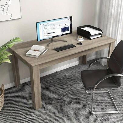 [Modern Dining Table] COSTWAY Modern Dining Table Suitable For 6-8 Seats, Expandable Table With Woodgrain ( Wood Color), Engineered Wood, Assembly - Spacious Rectangular Table For, Conference Or Parties