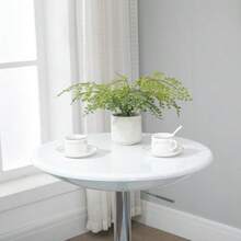 Modern Bar Table, Dining/Desk Table, Adjustable Height, Metal, ABS Finish, White, Ø61 X 76-97 Cm, For Kitchen And Living Room