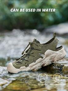 CAMEL CROWN 男士徒步凉鞋，带足弓支撑，运动徒步涉水鞋，包头设计，舒适透气，夏季户外涉水凉鞋 - 橄欖綠 - 查看 4