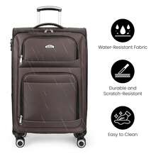 NEW YORK XPRESS Lightweight Water-Resistant Softside Spinner Luggage With Secure TSA Lock,Expandable Design & Organized Interior,Suitable For Long Or Short Travel - 咖啡 - 查看 1