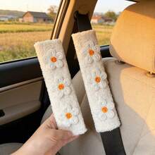 2pcs/1pc Universal Car Seat Belt Flower Shoulder Cover For Safety Belt Anti-Chafing Protection Sleeve Seat Belt Cover CCar Accessories - flower - View 2