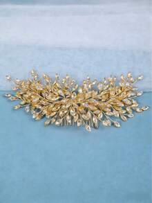 1 pièce Bandeau élégant en cristal pour femme, accessoire de cheveux de luxe fait main pour coiffure de fête, diadème de mariée, cadeau d'anniversaire de princesse - Doré - Voir 4