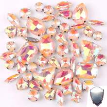 50pcs/Pack, Shiny Mixed Shape Glass Rhinestones, Silver Metal Flat Bottom, Mixed Shape Handmade Sew-On Rhinestones, Suitable For Clothing Decoration, Flat Bottom Craft Gem Crystal Sew-On Rhinestones With Claw, DIY Accessories, For Decorating Clothes, Dresses, Bags, Shoes, Brooches, Earrings, Handicrafts. - Multicolor - View 53