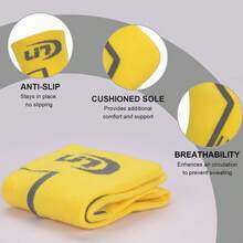 4 Pairs Men's Professional Cycling Socks, Sports Breathable Running Socks, Basketball Socks, Calf Socks - Yellow - View 3